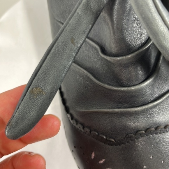 Marc Grey & Black Leather Booties w/ Eyelet Embellishments - Picture 5 of 13